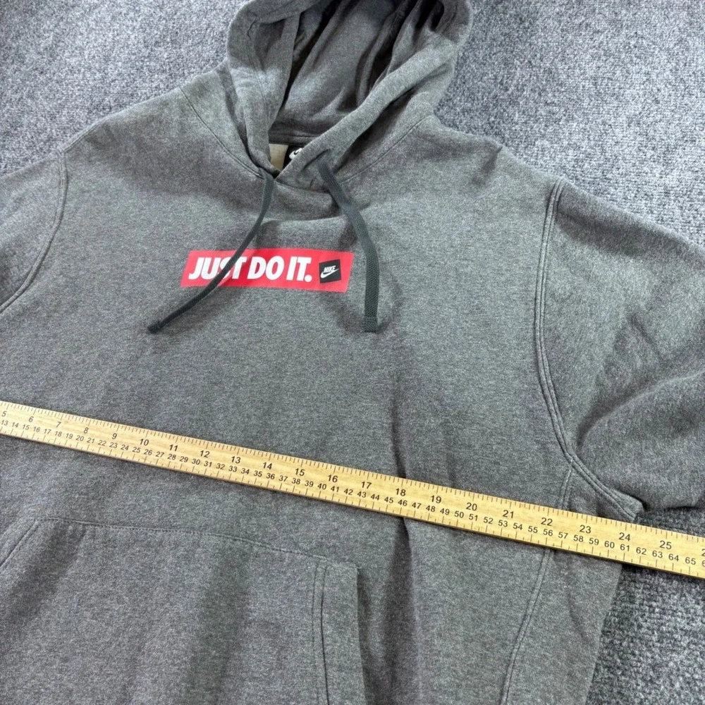 Nike Hoodie Mens Large Gray Just Do It JDI Graphic Fleece Pullover Sweatshirt